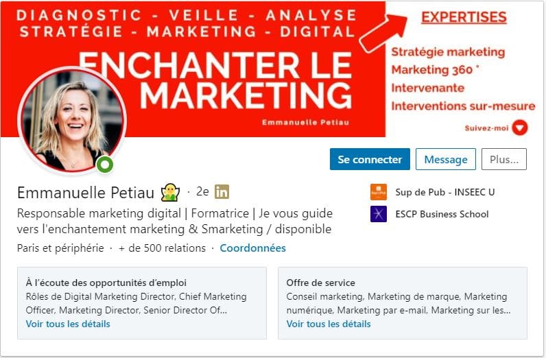 Profil LinkedIn Emmanuelle Petiau