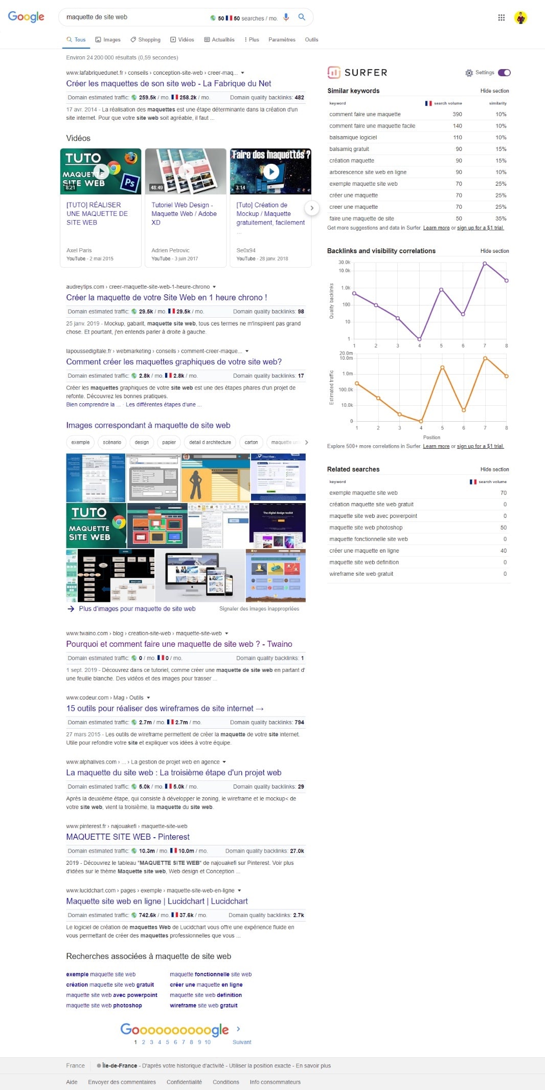 Evaluer les SERPs avec SURFER