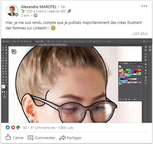 Publication de creation d illustrations sur LinkedIn