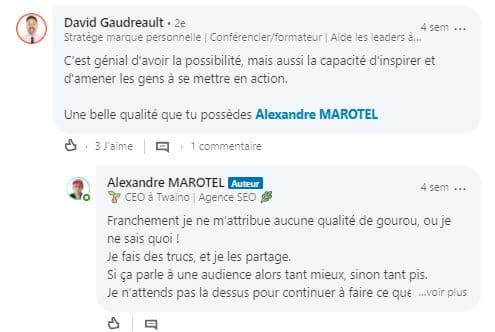 Discussions encourageant sur LinkedIn 2