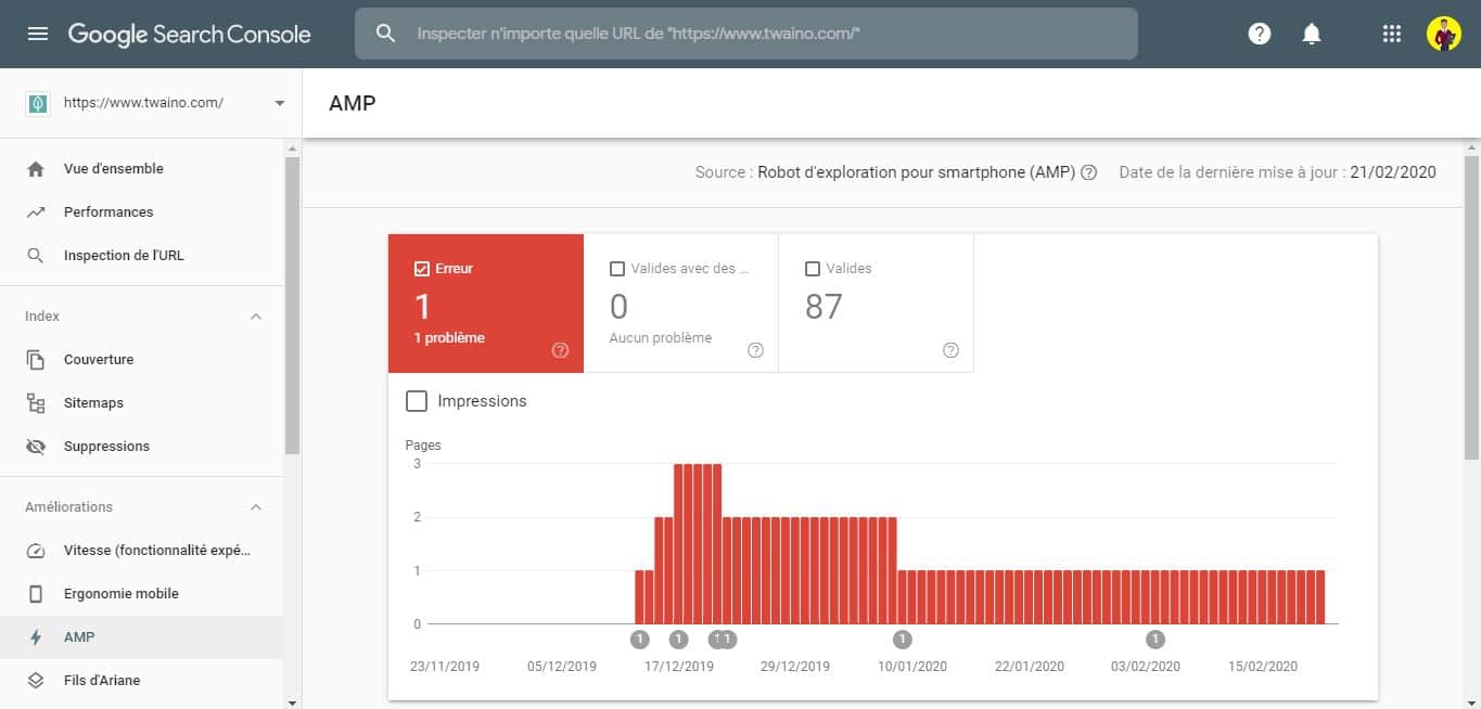 Rapport de l AMP dans Google Search Console