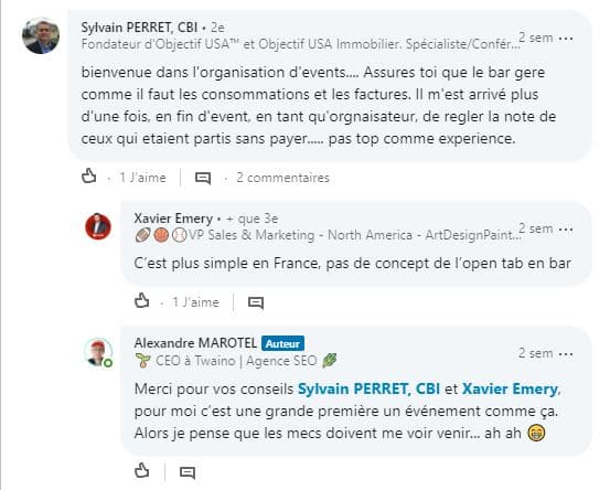 Appreciation extremenent positive de la communaute LinkedIn sur la rencontre networking organise 3
