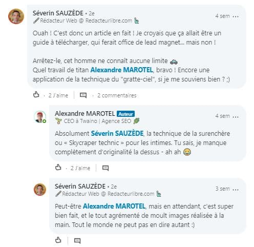 Discussions encourageant sur LinkedIn 5