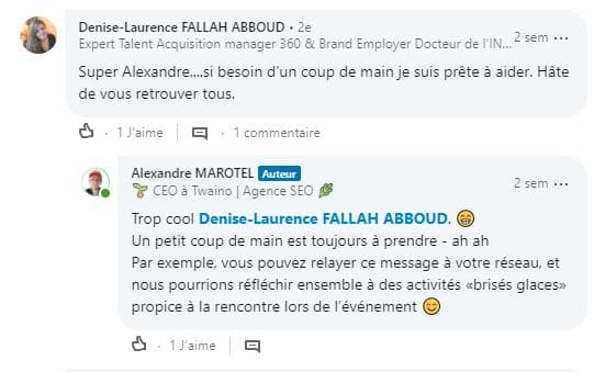 Appreciation extremenent positive de la communaute LinkedIn sur la rencontre networking organise 4