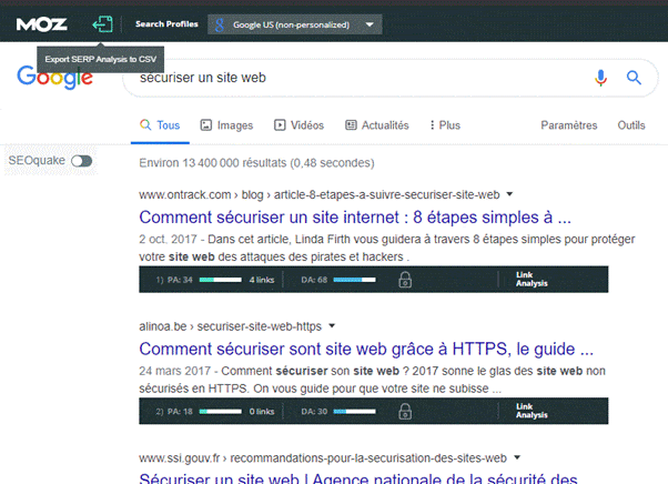 Exporter le SERP sous CSV