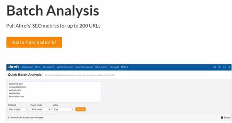 Batch Analysis de Ahrefs