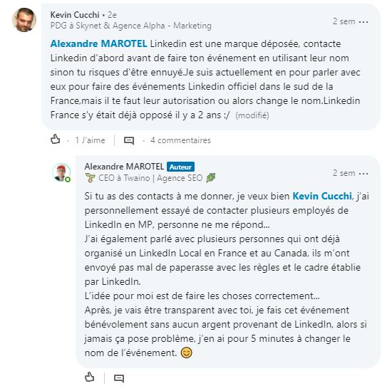 Discussions sur le nom de l evenement 3