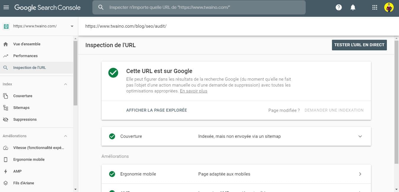 Demande d indexation d une page avec la Search Console 1