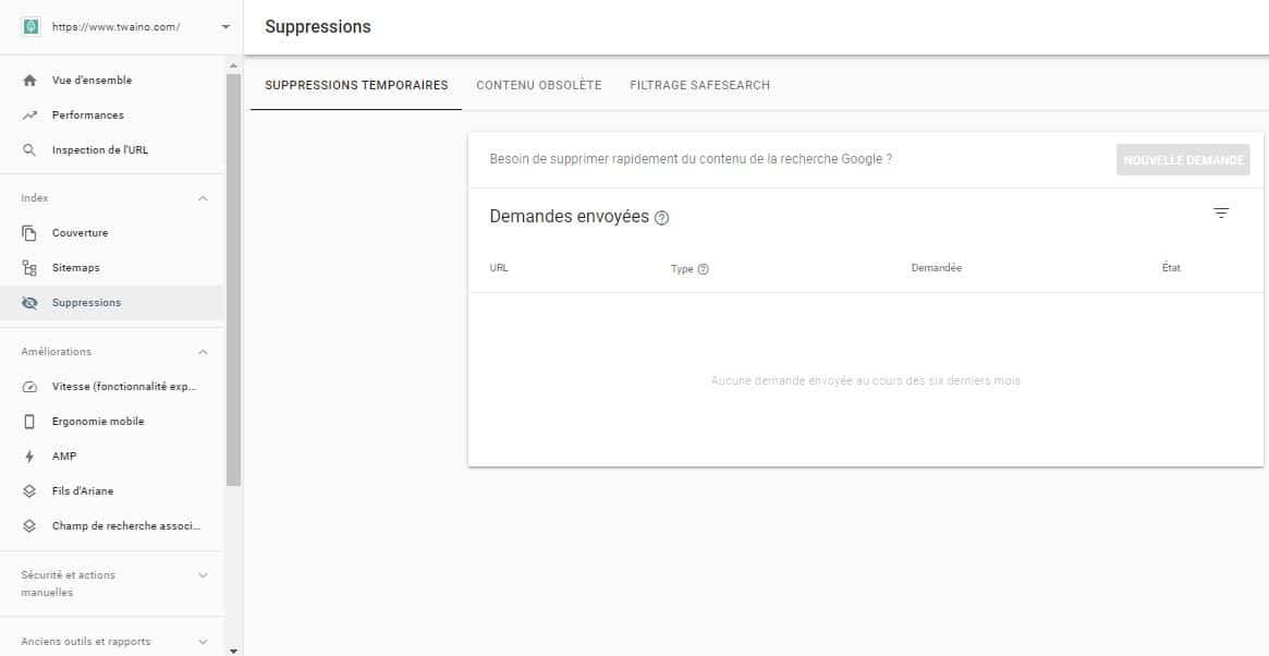 Suppression de liens dans Google Search Console