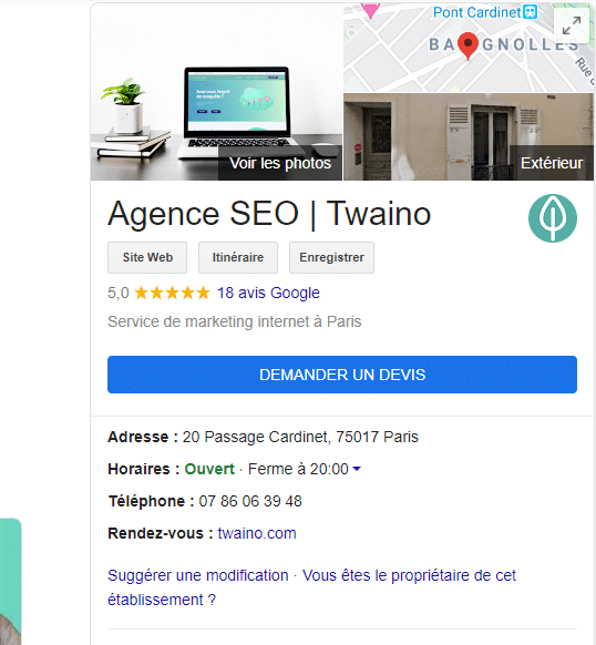 suggerer une modification local SEO