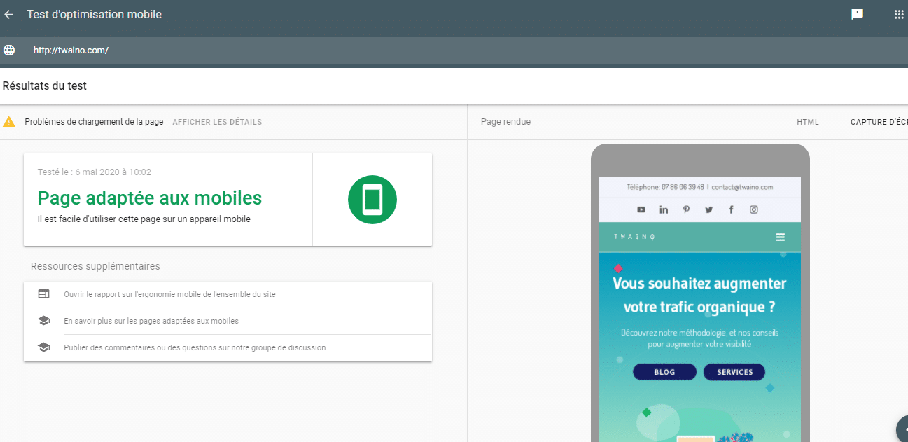 test d optimisation mobile google local SEO