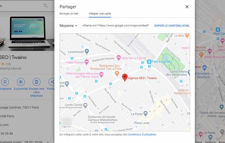 integrer une carte local SEO