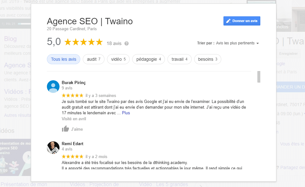 les avis local SEO