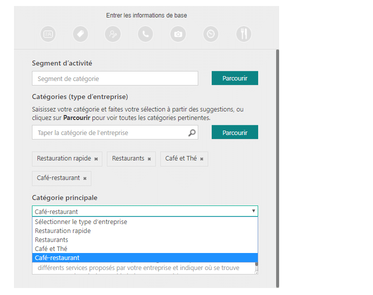 choisir categorie principale local SEO