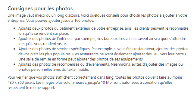 quelques regles sur bingplaces local SEO