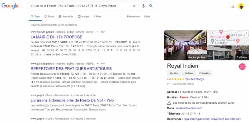 exemple NAP incorrect local SEO