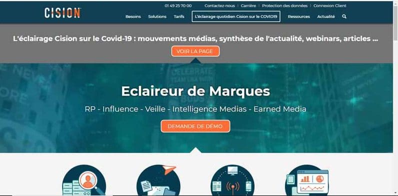 suite logicielle Cision dediee a la gestion des relations medias et le marketing digital