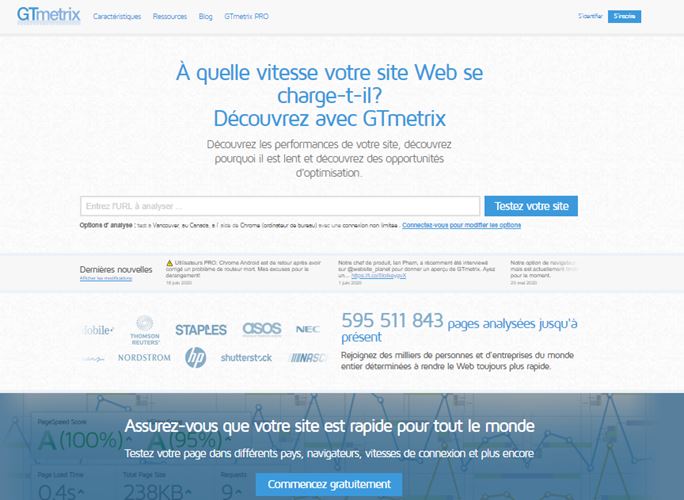 GTmetrix logiciel d analyse des performances liees a la vitesse de chargement d un site internet