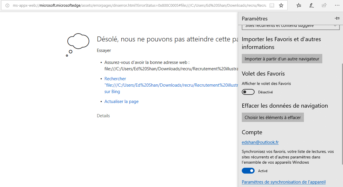 Supprimer le cache dans Microsoft Edge