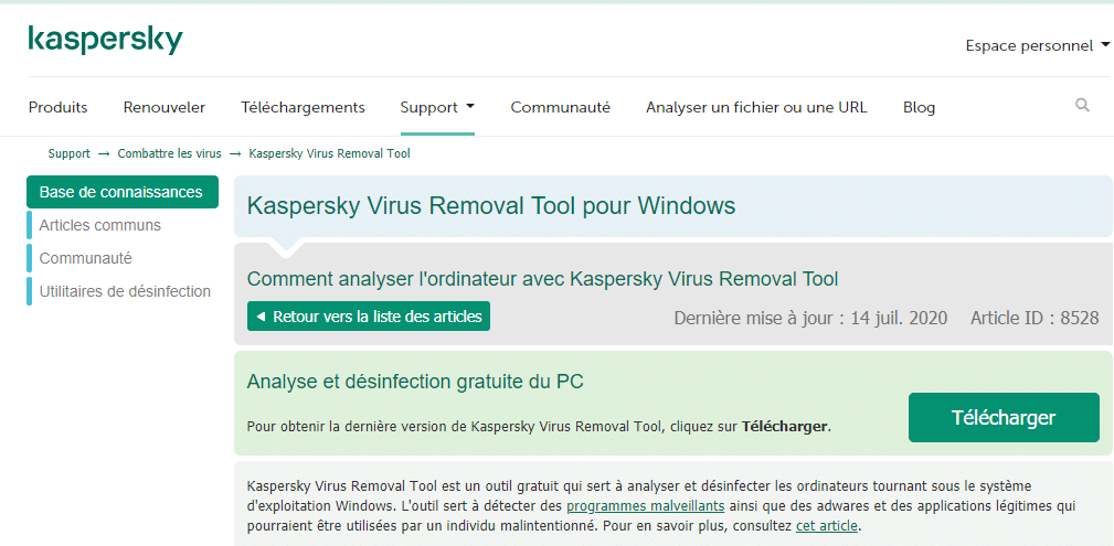 Un scan des virus pour regler les infections