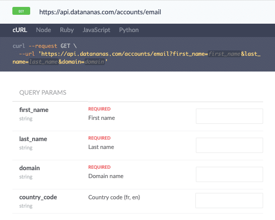 Datananas recueille les informations cles d un profil recherche sur n importe quel site