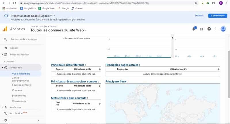 les parametres de referencement fournis par Page Analytics