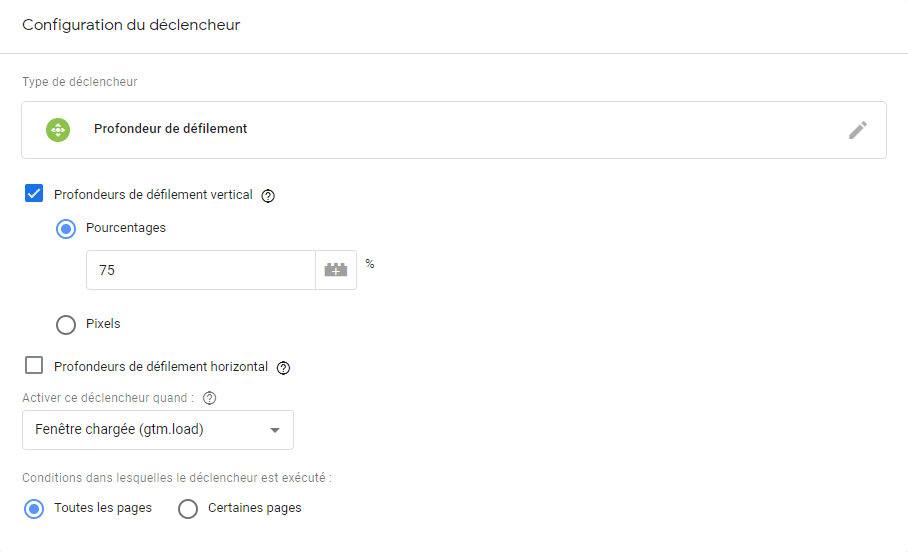 Configuration du detecteur