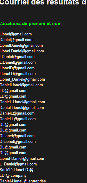 Email permutator outil en ligne donnant differentes possibilites d adresses email a partir d un modele