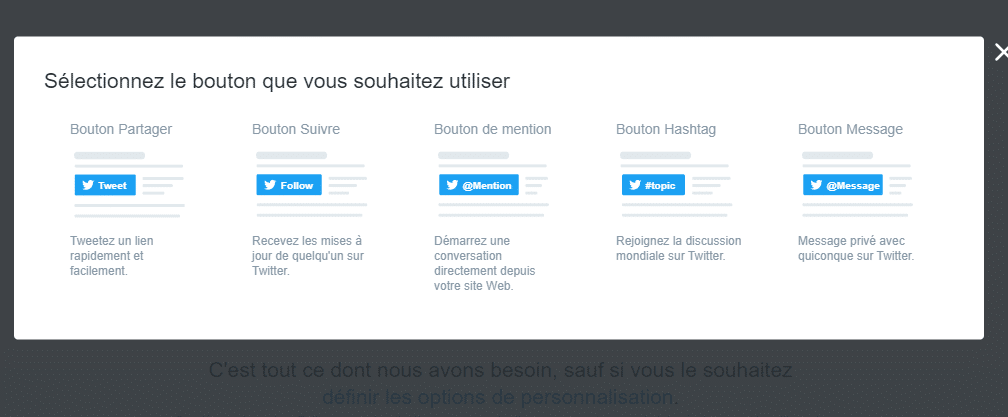 Selectionner le bouton twitter a installer