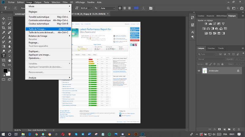 cliquer sur taille de l image dans menu