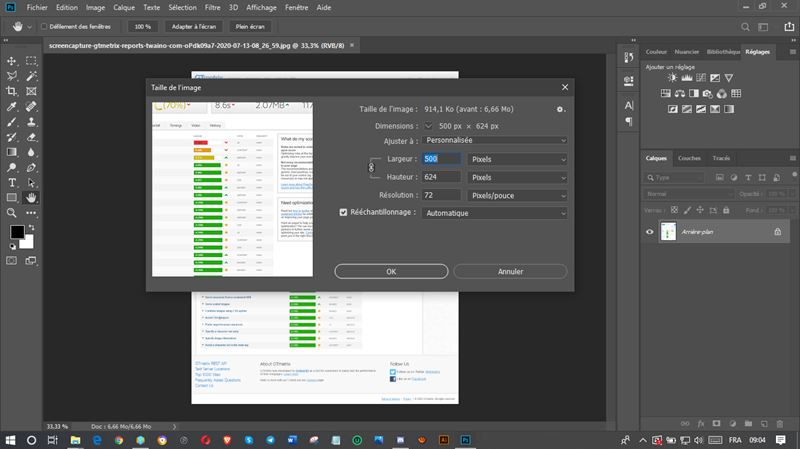 modifier les dimensions de l image