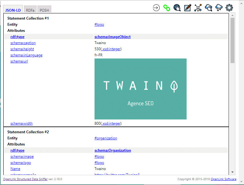 les meta donnees de Twaino