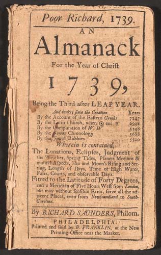 La publication du Poor Richard Almanack