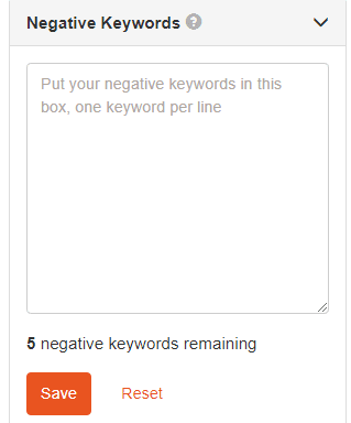 Negative Keyword