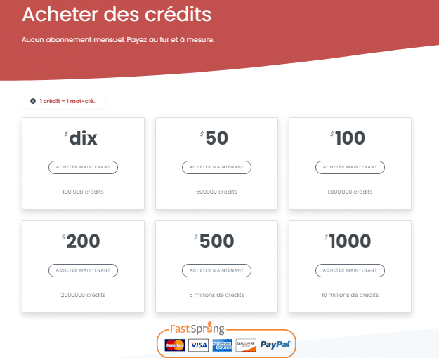 Acheter des credits