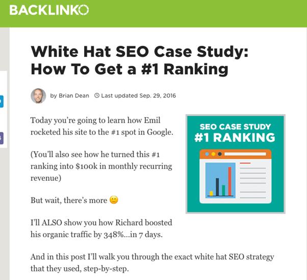 Etude de cas White Hat SEO Comment obtenir un classement en premiere position