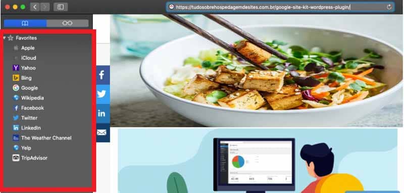 sites favories dans Safari