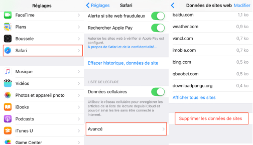 Vider le cache Safari sur iPhone et iPad