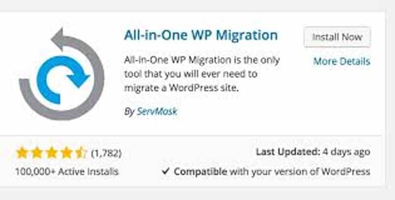 All in one WP migration