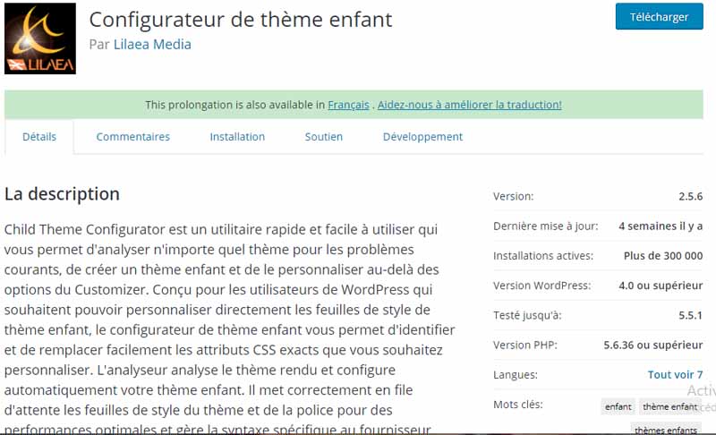 Configuration de theme enfant