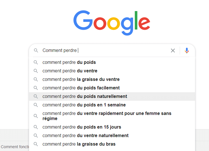 Suggestion automatique google