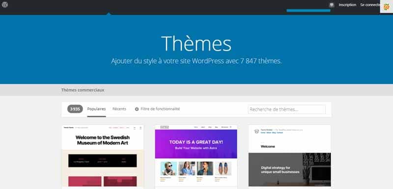 biblioteque des themes WordPress