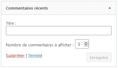 Widget Commentaires récents