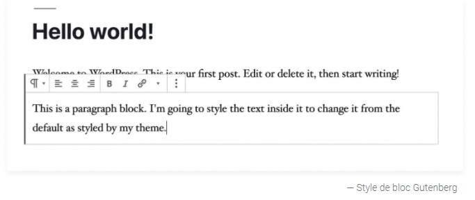 l editeur de bloc Gutenberg