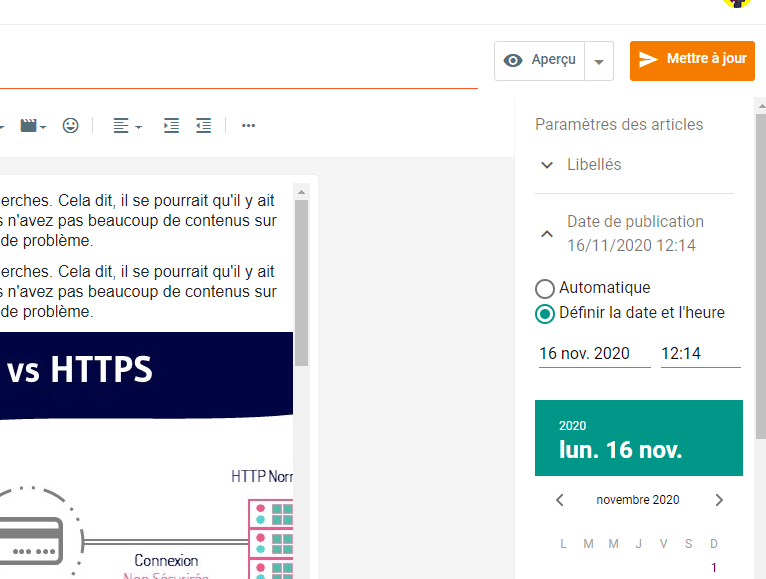 modification de la date du lien