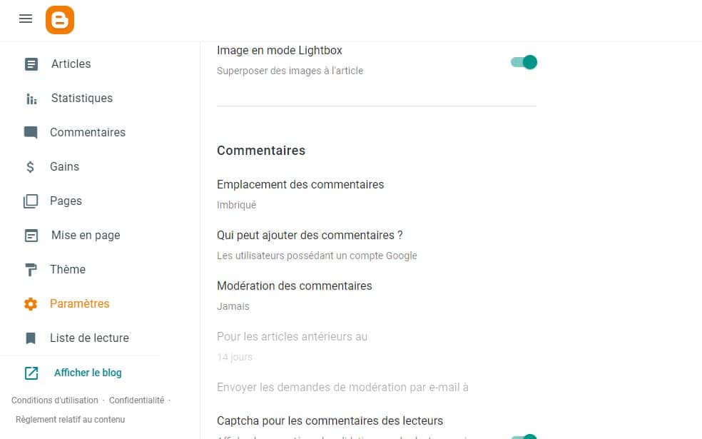 Blogger gestion des commentaires 