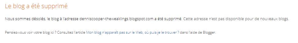 Message blogspot supprime par Google