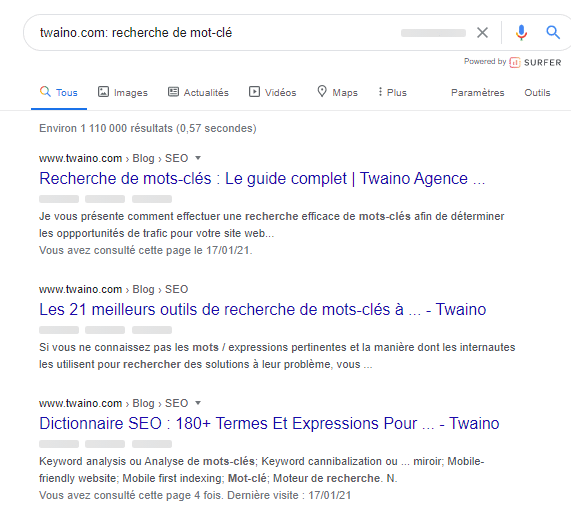twaino.com recherche de mot cle