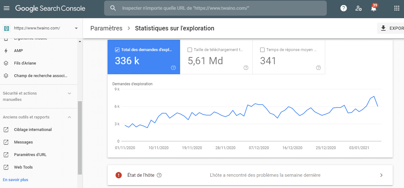 Google search console statistiques sur l exploration