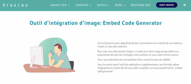 Outil d integration d image embed code generator